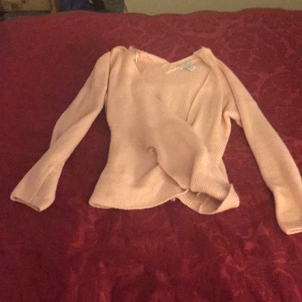 Light pink faux wrap sweater